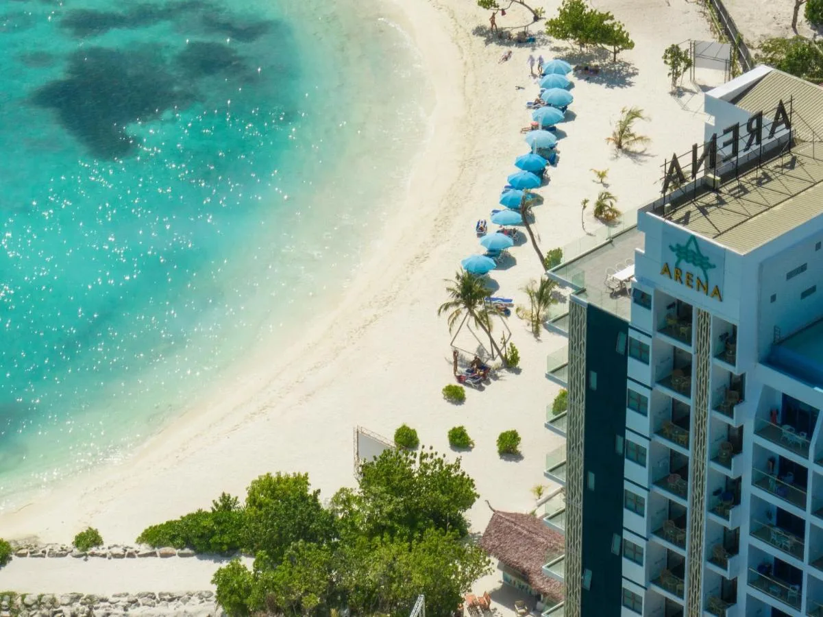 Arena Beach Hotel is a modern hotel with a beachfront location, rooftop pool, and a restaurant serving international cuisine.
